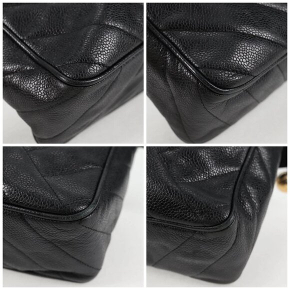 CHANEL COCO Mark Chain Shoulder Bag Grained Calf Skin Black Gold CC Auth 128487V - Picture 15 of 16